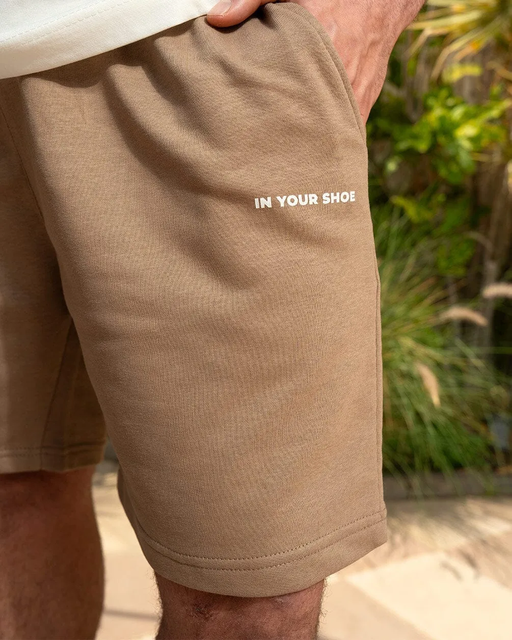 Dunkelbeige Weite Bein Shorts