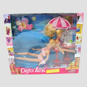 Defa Lucy Schwimmzeit Spielset – 2 Puppen mit Zubehör (13 Teile)