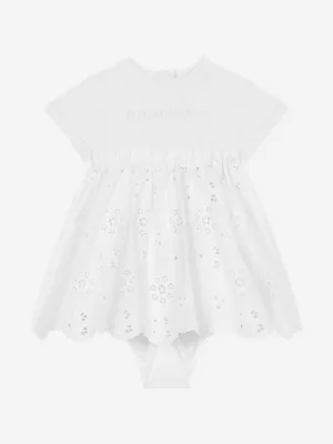 Dolce & Gabbana Baby Mädchen Besticktes Kleid mit Schlüpfer in Weiß