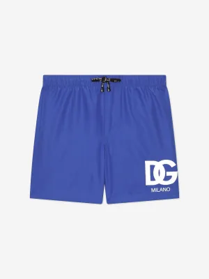 Dolce & Gabbana Boys Milano Logo Badeshorts in Blau