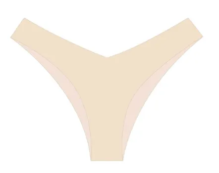 Ecru-farbener Cheeky V-Bikini-Boden mit Textur
