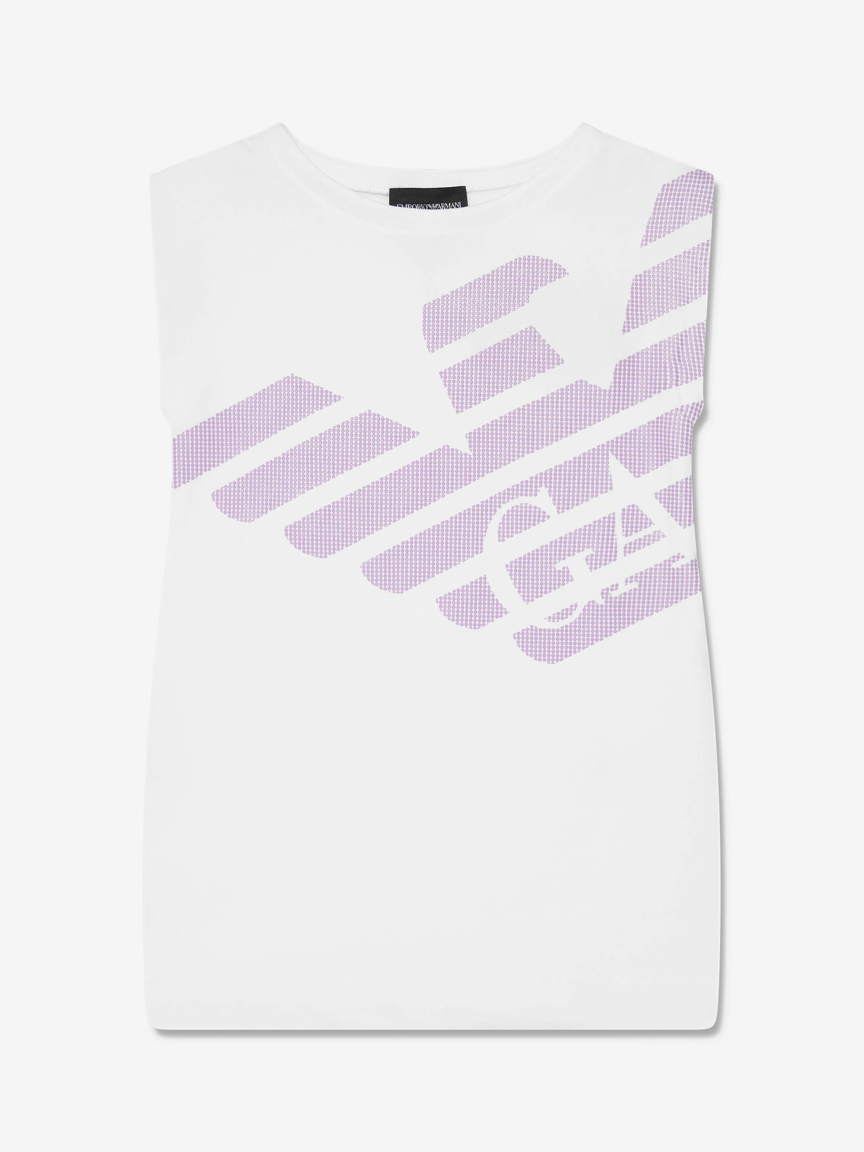 Emporio Armani Mädchen Ärmelloses Logo-Kleid in Weiß