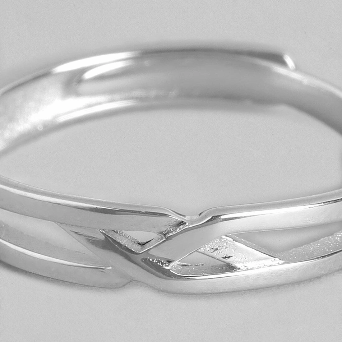 Eternal Strength Rhodium-Plated 925 Sterling Silver Weave Ring for Him (Adjustable)