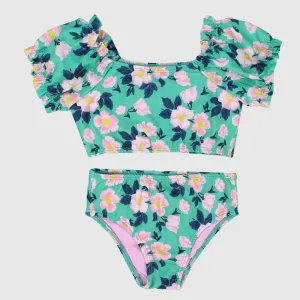 Blumiger Kurzarm-Bikini