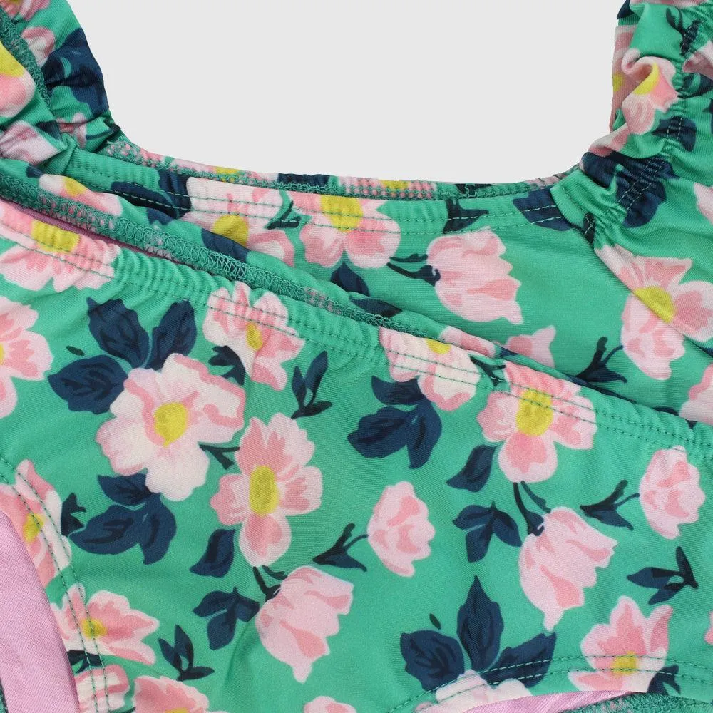Blumiger Kurzarm-Bikini