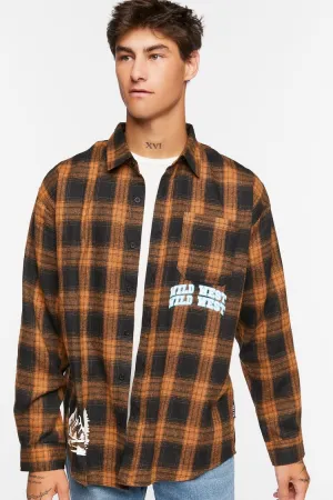 Forever 21 Herren Karo Wildwest Grafik Shirt Braun/Mehrfarbig Forever 21