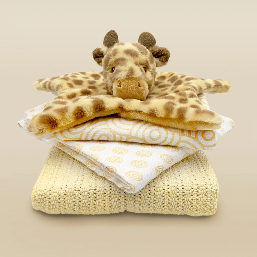 Georgie Giraffe Baby-Schlafsack mit Wickeltuch und Decke - Geschenk für Babys