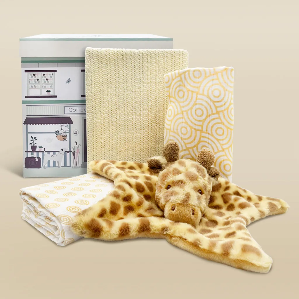 Georgie Giraffe Baby-Schlafsack mit Wickeltuch und Decke - Geschenk für Babys