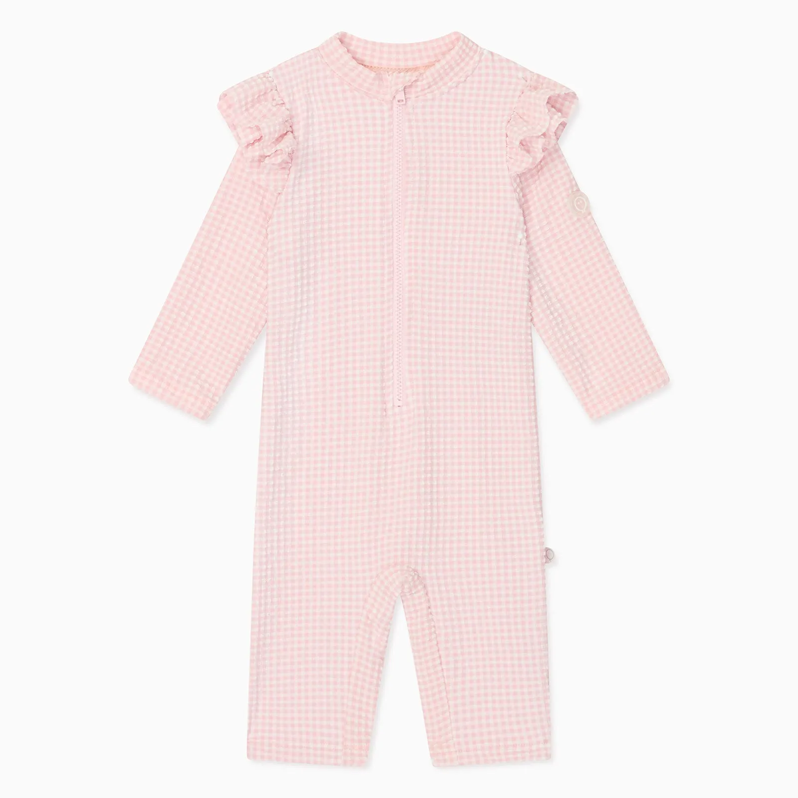 Gingham Seersucker Sonnenschutz-Badeanzug