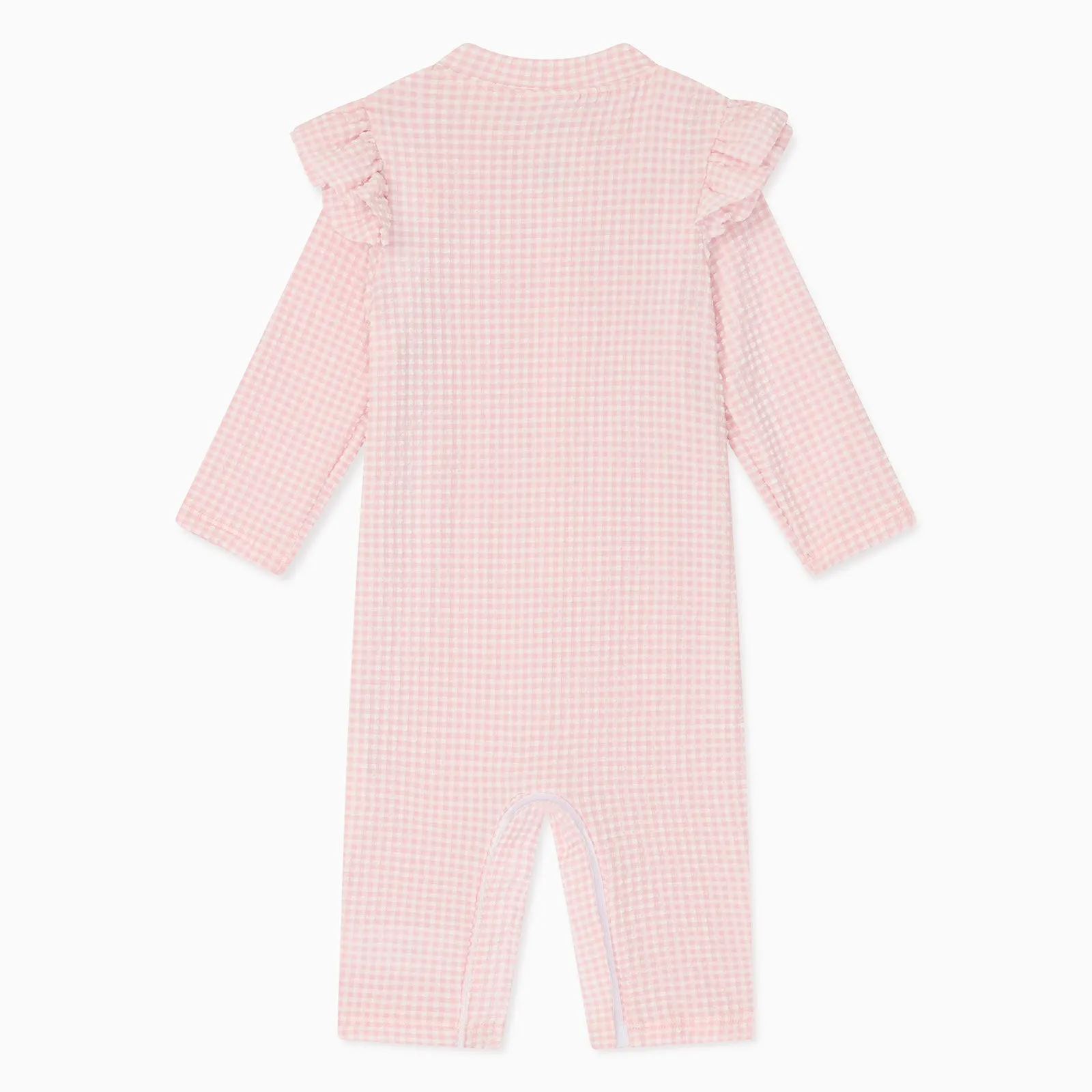 Gingham Seersucker Sonnenschutz-Badeanzug