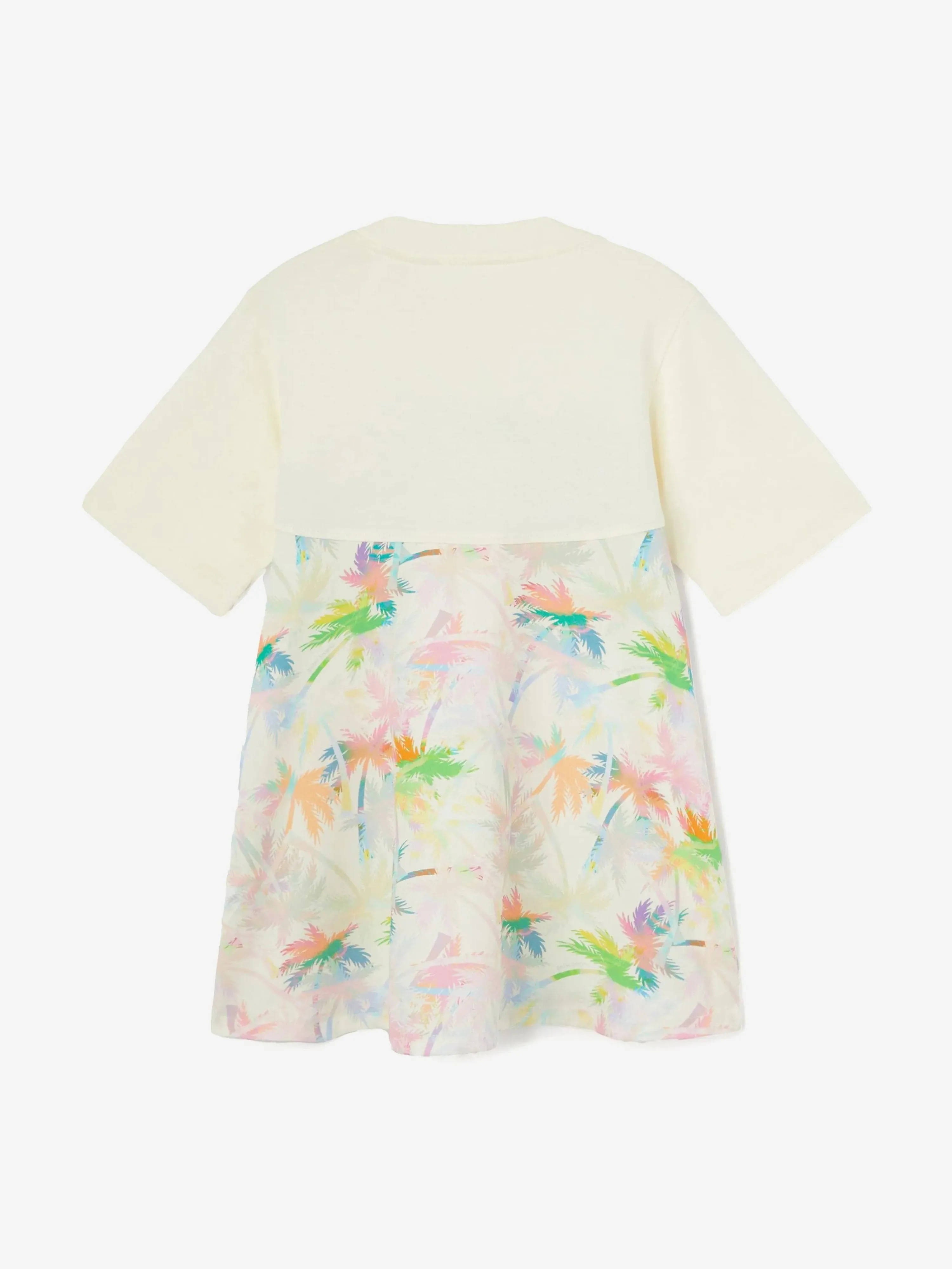 Mädchen AOP Palms T-Shirt-Kleid in Elfenbein