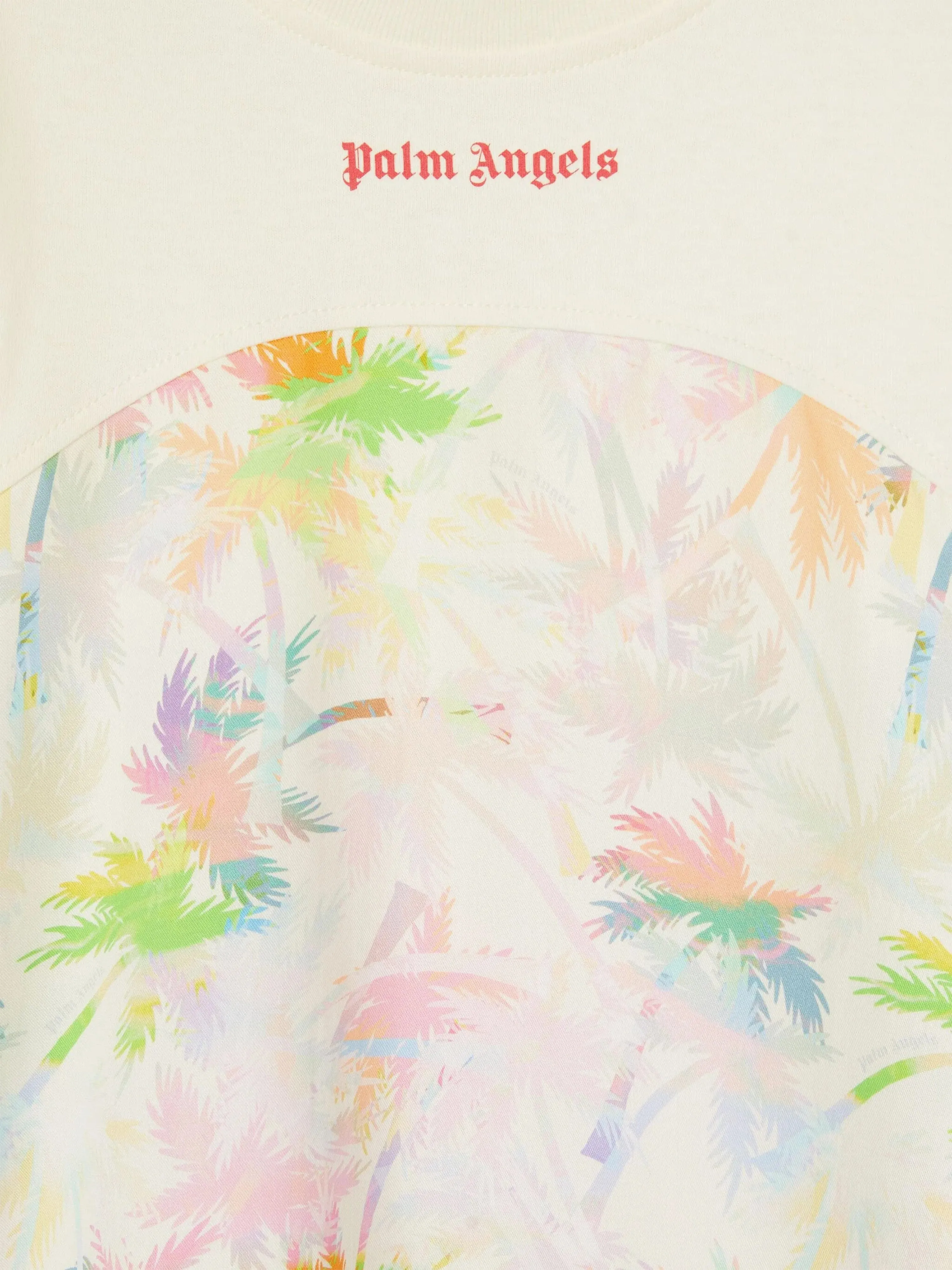 Mädchen AOP Palms T-Shirt-Kleid in Elfenbein