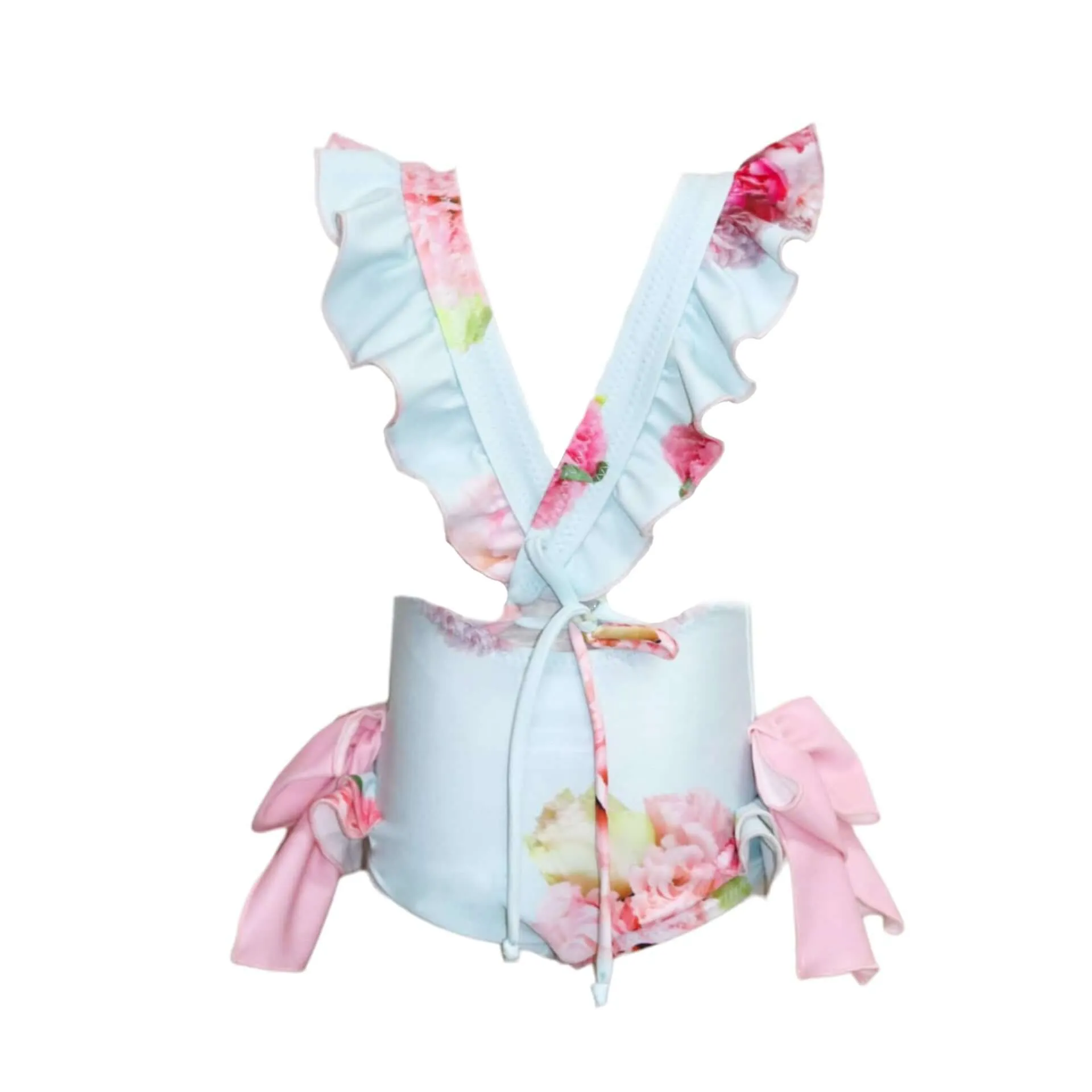 Mädchen Aqua Rose Print Badeanzug