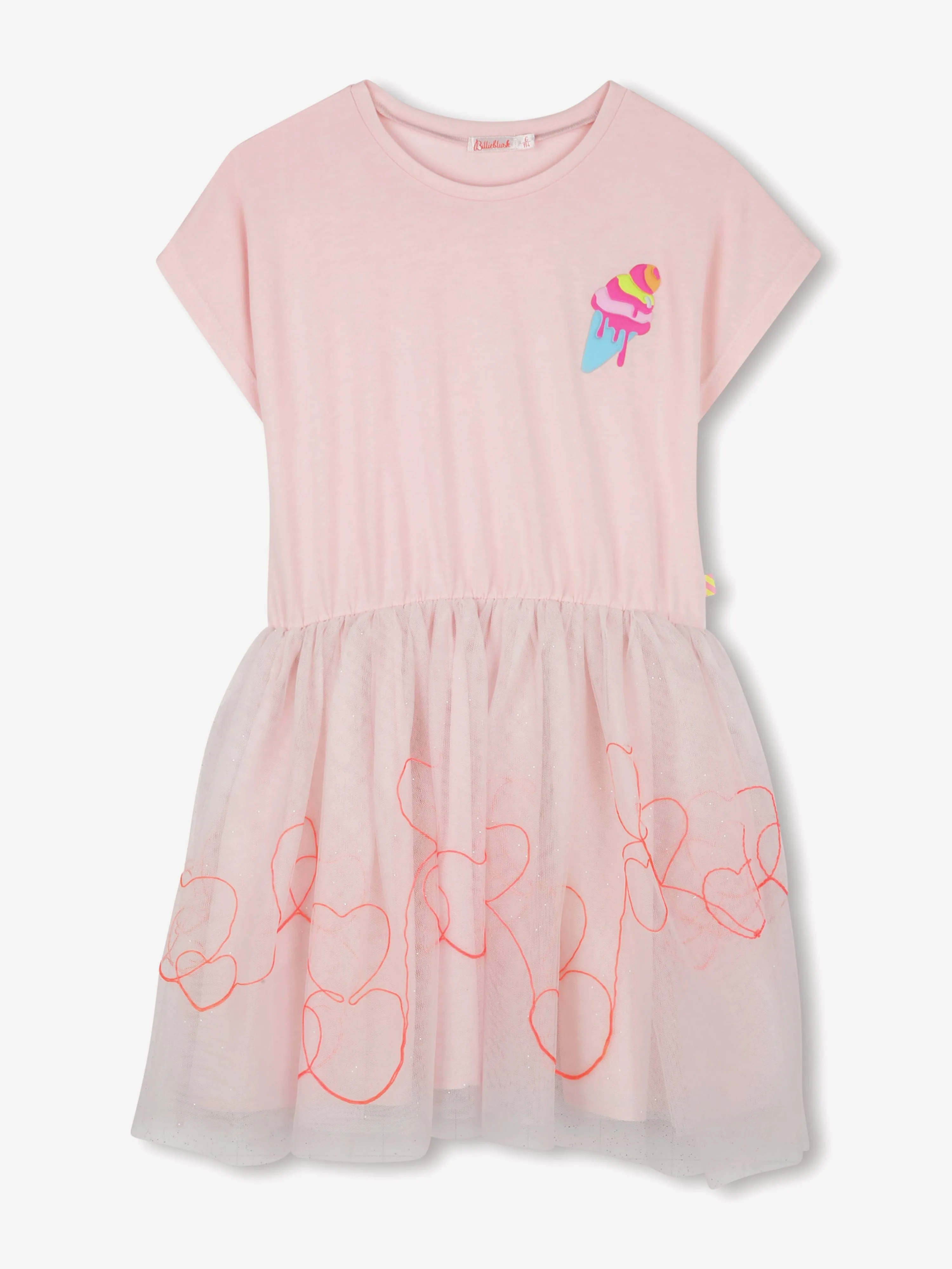Mädchen Bi-Material Kleid in Rosa
