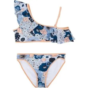 Mädchen Bikini mit Blau & Pfirsich Blumenmuster