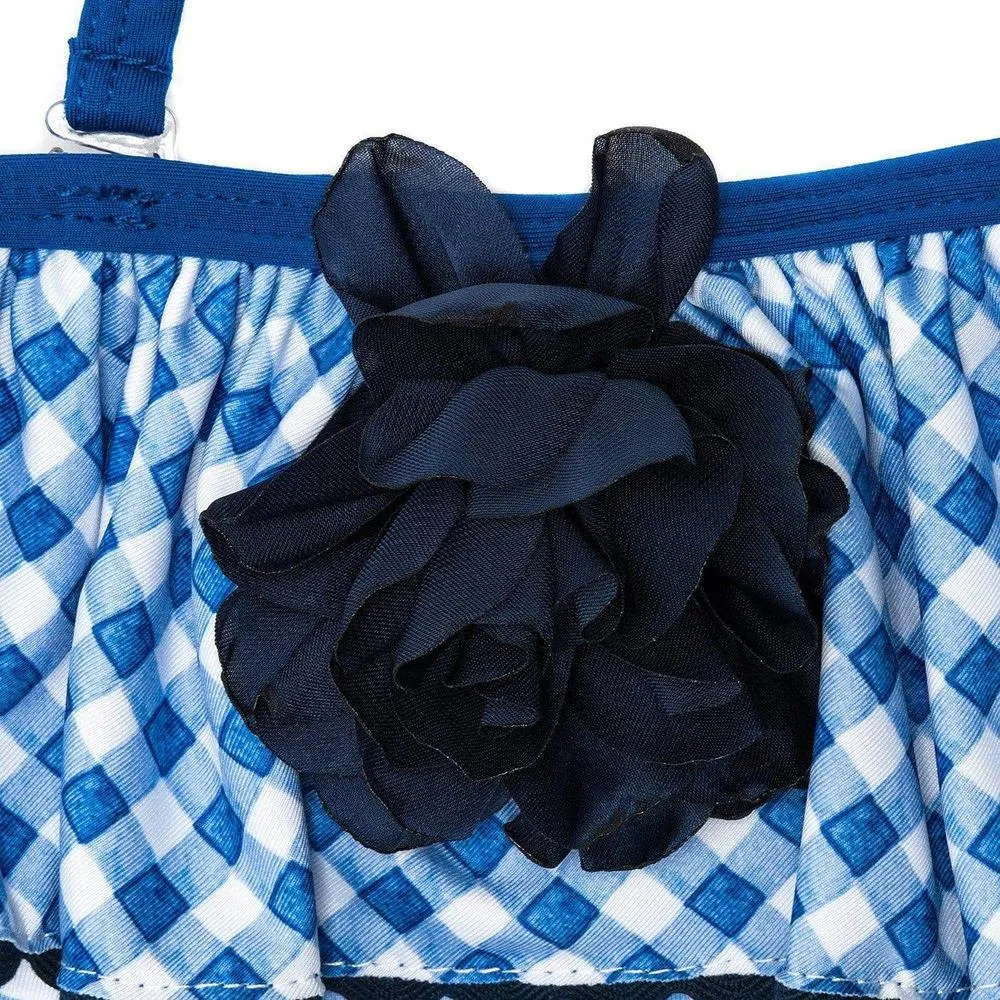 Mädchen Badeanzug mit blauer Kontrollmarkierung