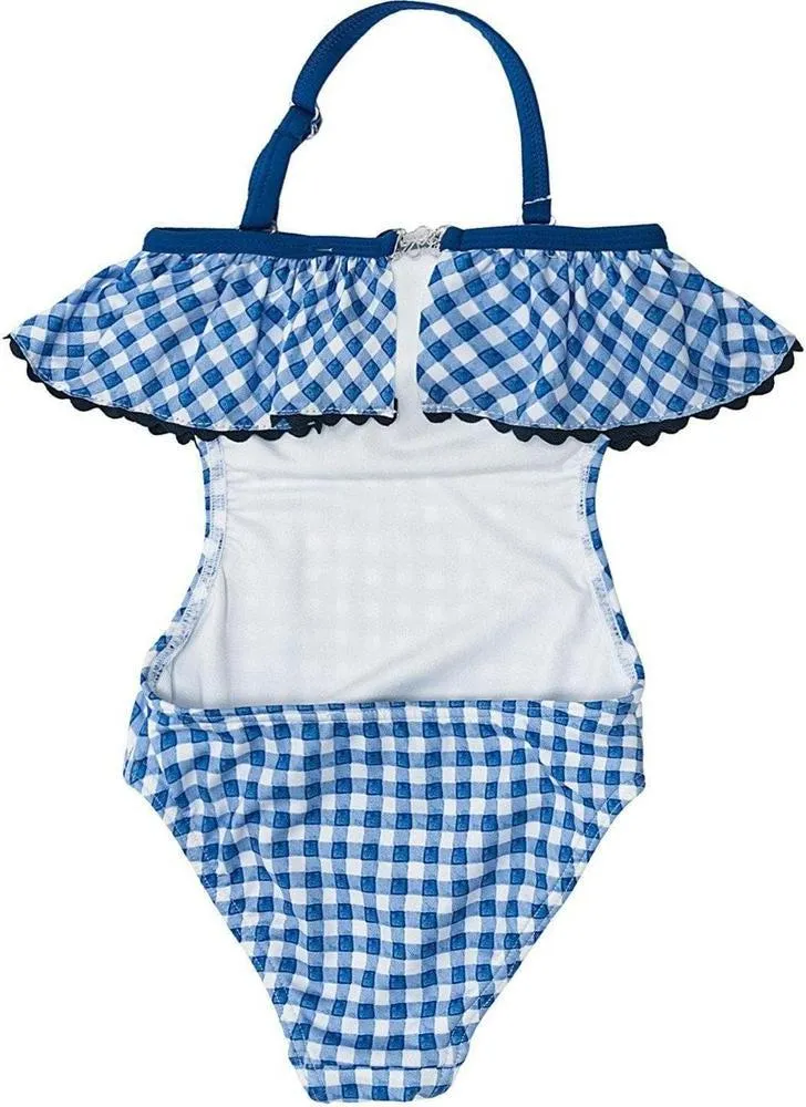 Mädchen Badeanzug mit blauer Kontrollmarkierung