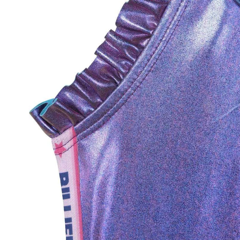 Mädchen Blau Metallisch Badeanzug