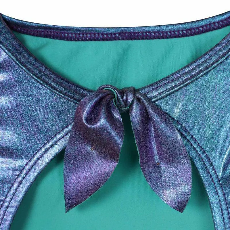 Mädchen Blau Metallisch Badeanzug