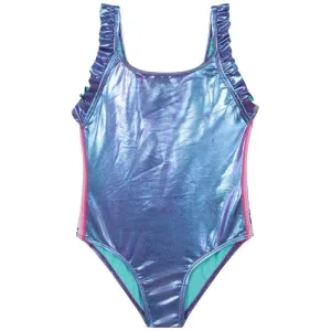 Mädchen Blau Metallisch Badeanzug