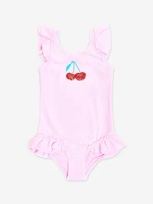 Mädchen Kirsch Badeanzug in Rosa (UPF50 )