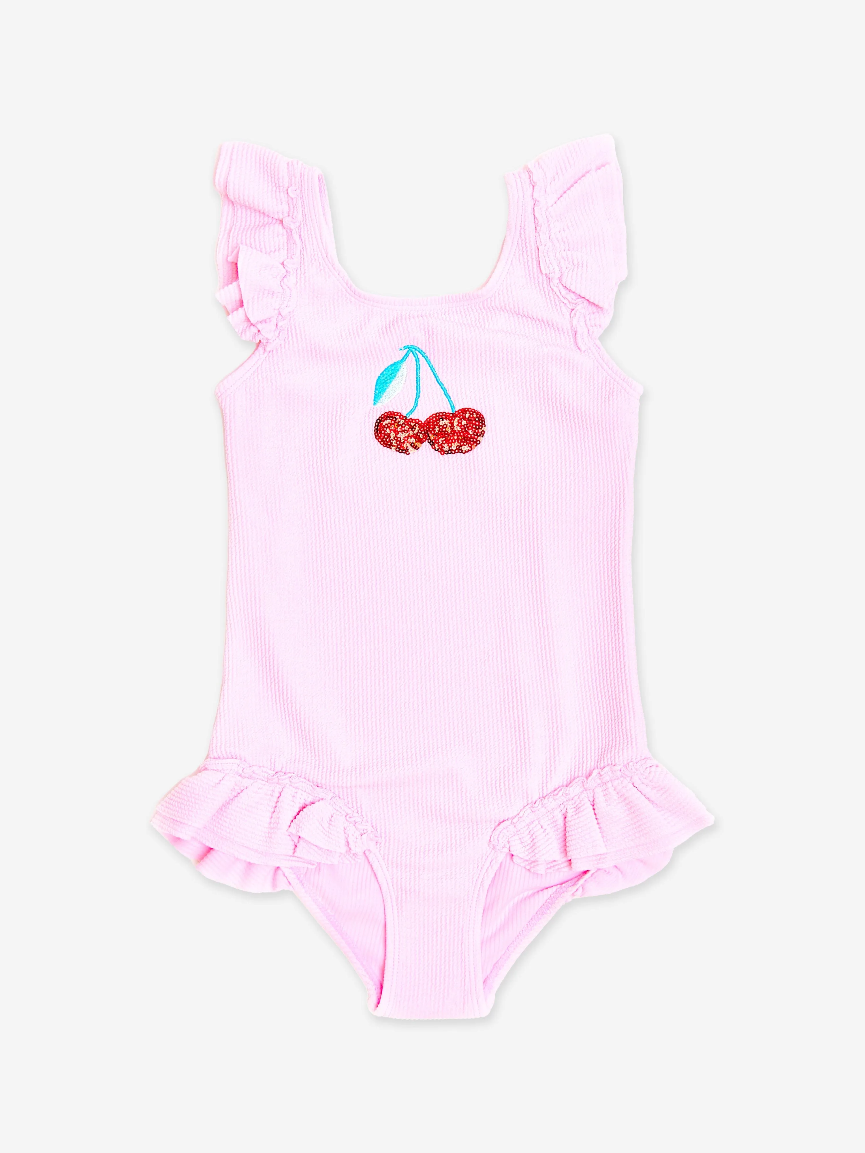 Mädchen Kirsch Badeanzug in Rosa (UPF50 )