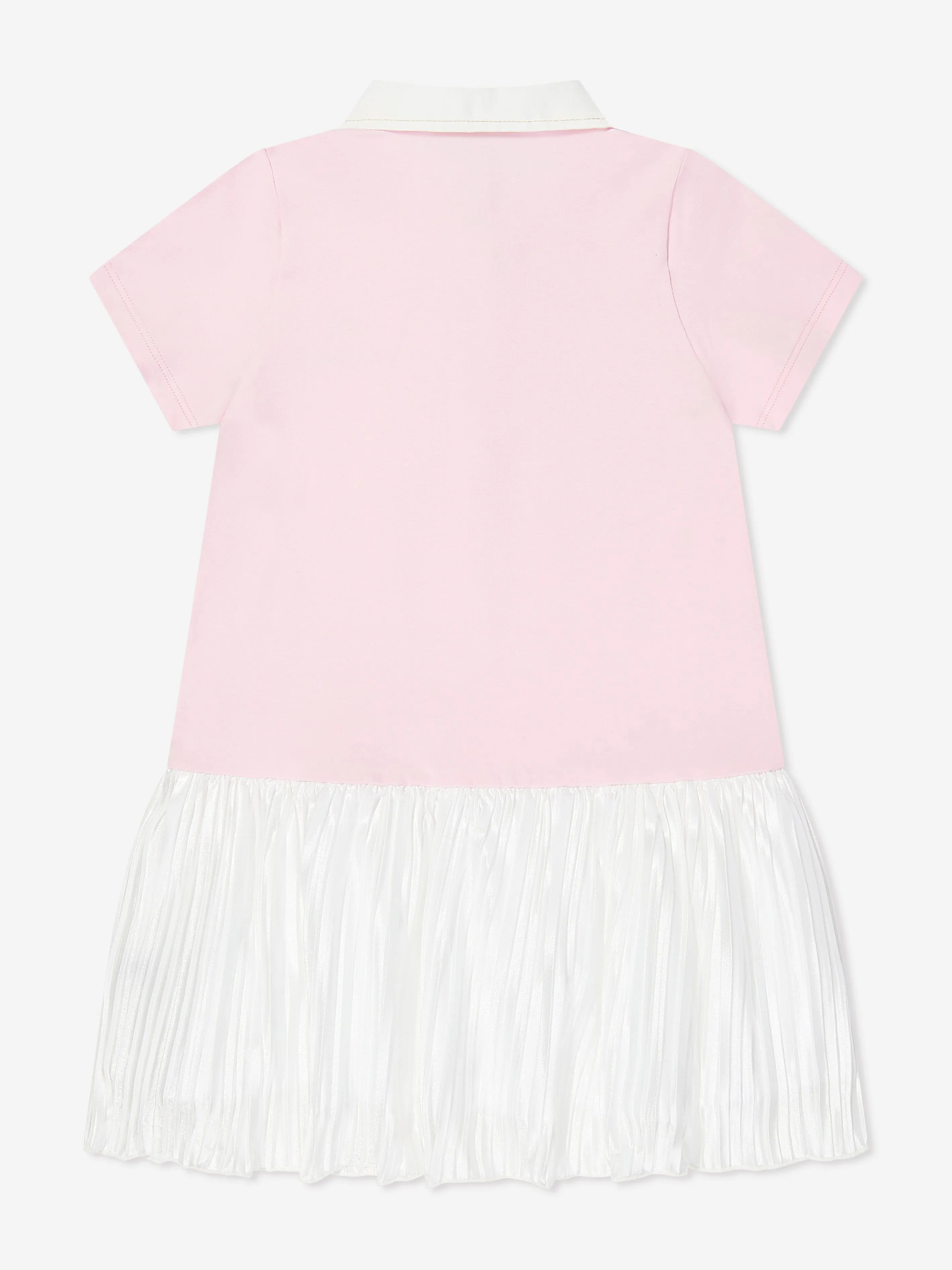 Mädchen Baumwoll Plissé Logo Kleid in Rosa