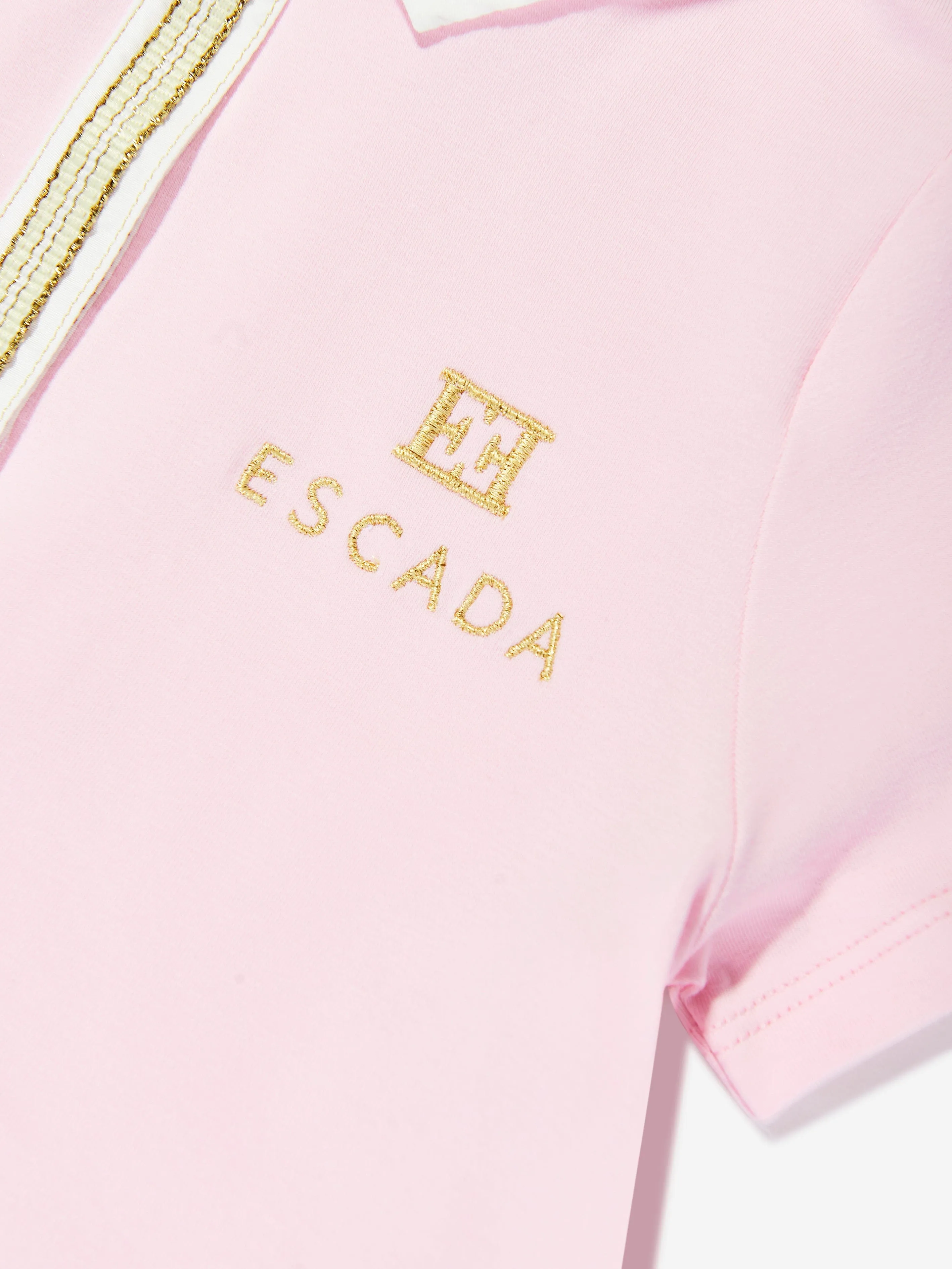 Mädchen Baumwoll Plissé Logo Kleid in Rosa