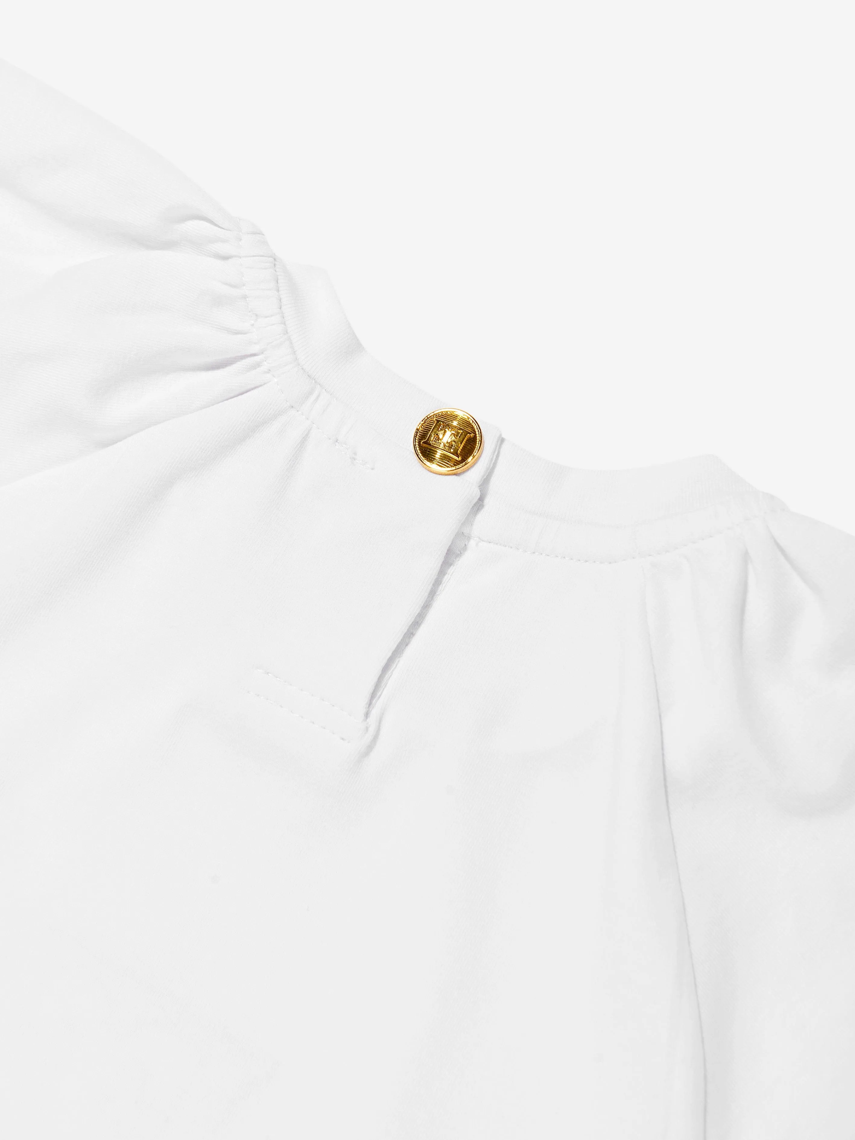 Mädchen besticktes Logo-Kleid in Weiß