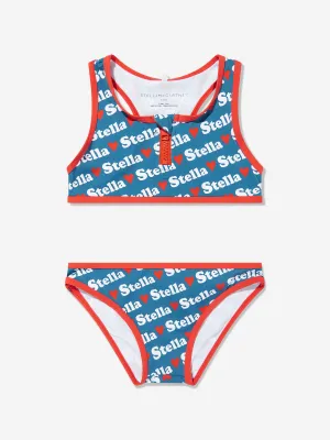 Mädchen Herz Logo Bikini in Blau