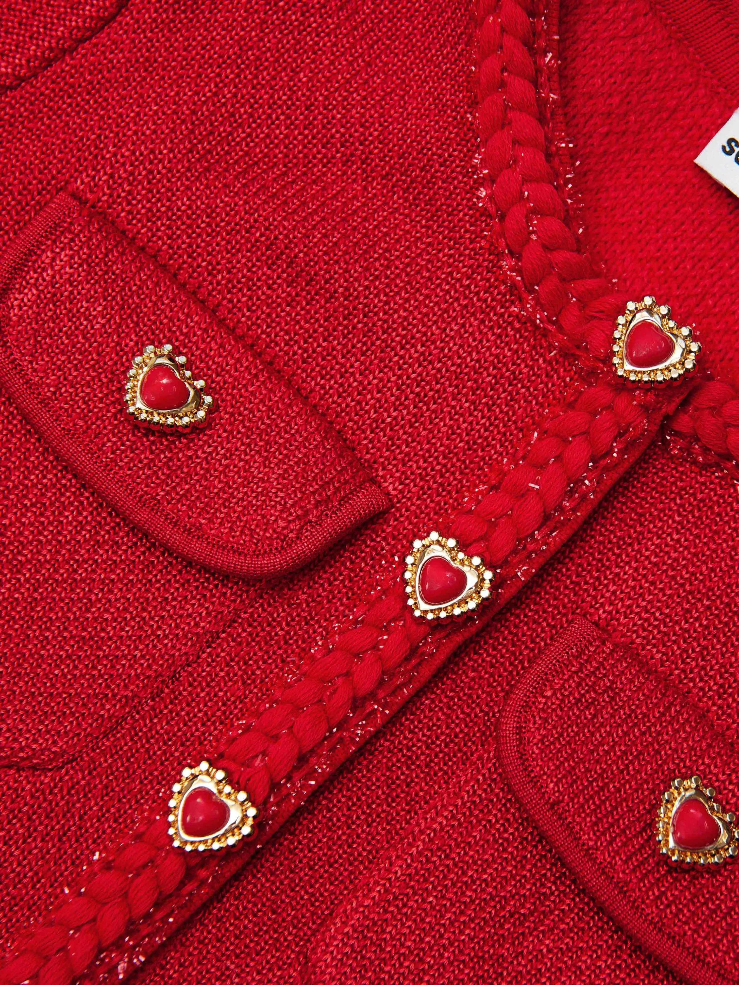 Rotes Mädchen Strickkleid mit Plissee