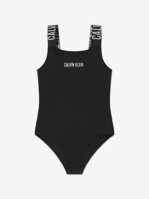 Mädchen Logo Badeanzug in Schwarz