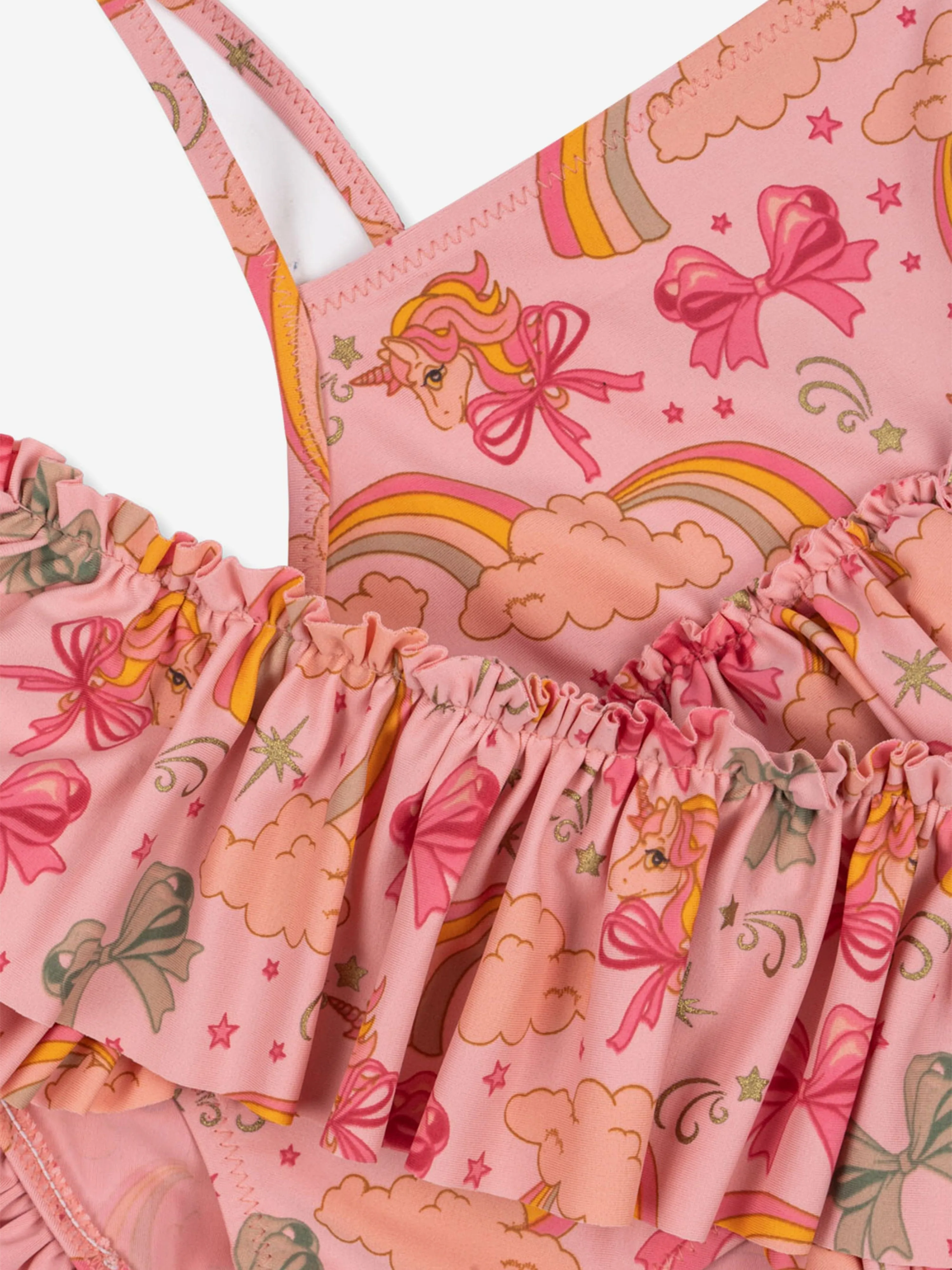 Mädchen Regenbogen Schleife Manuca Rüschen Bikini in Rosa