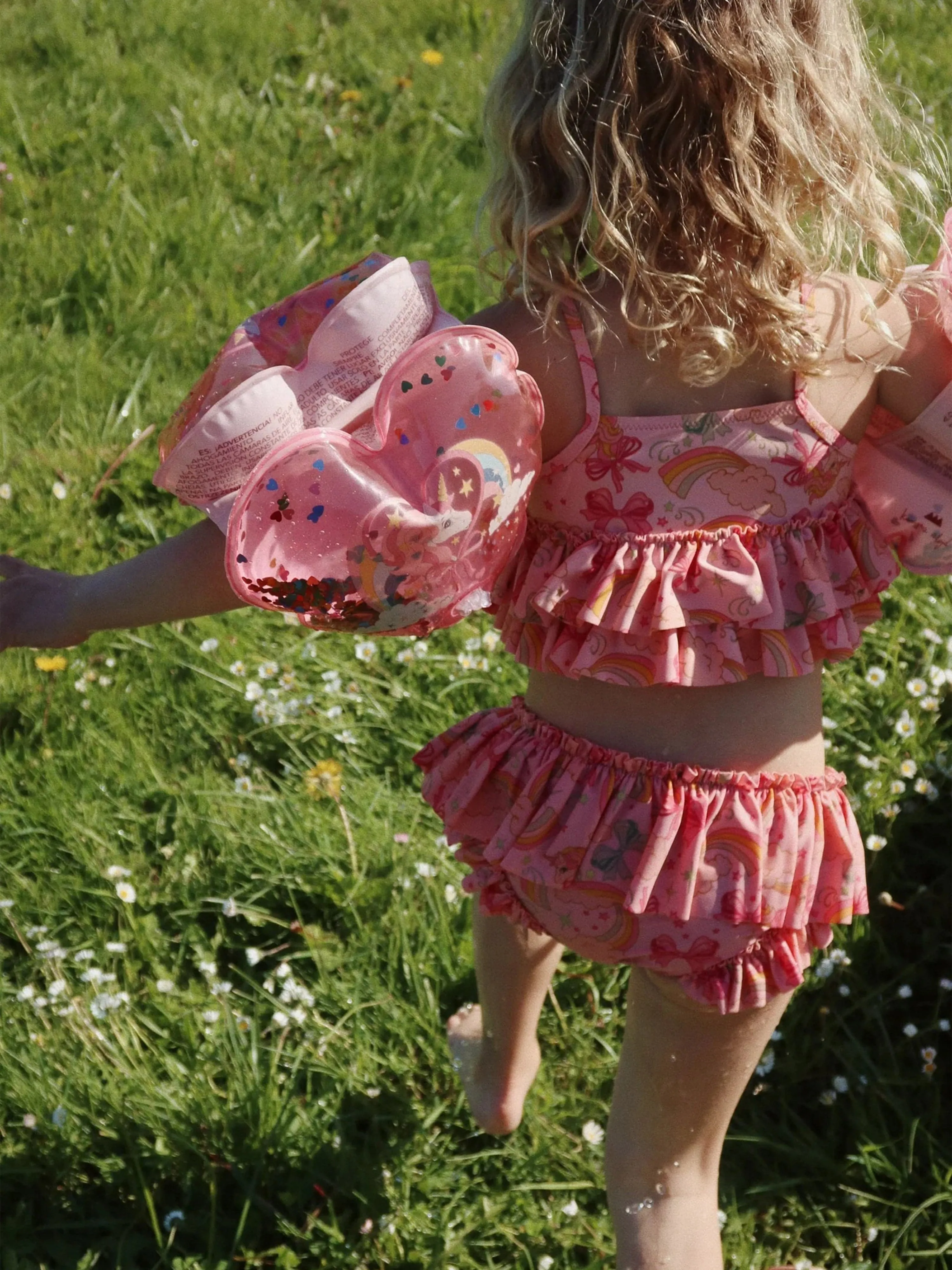 Mädchen Regenbogen Schleife Manuca Rüschen Bikini in Rosa