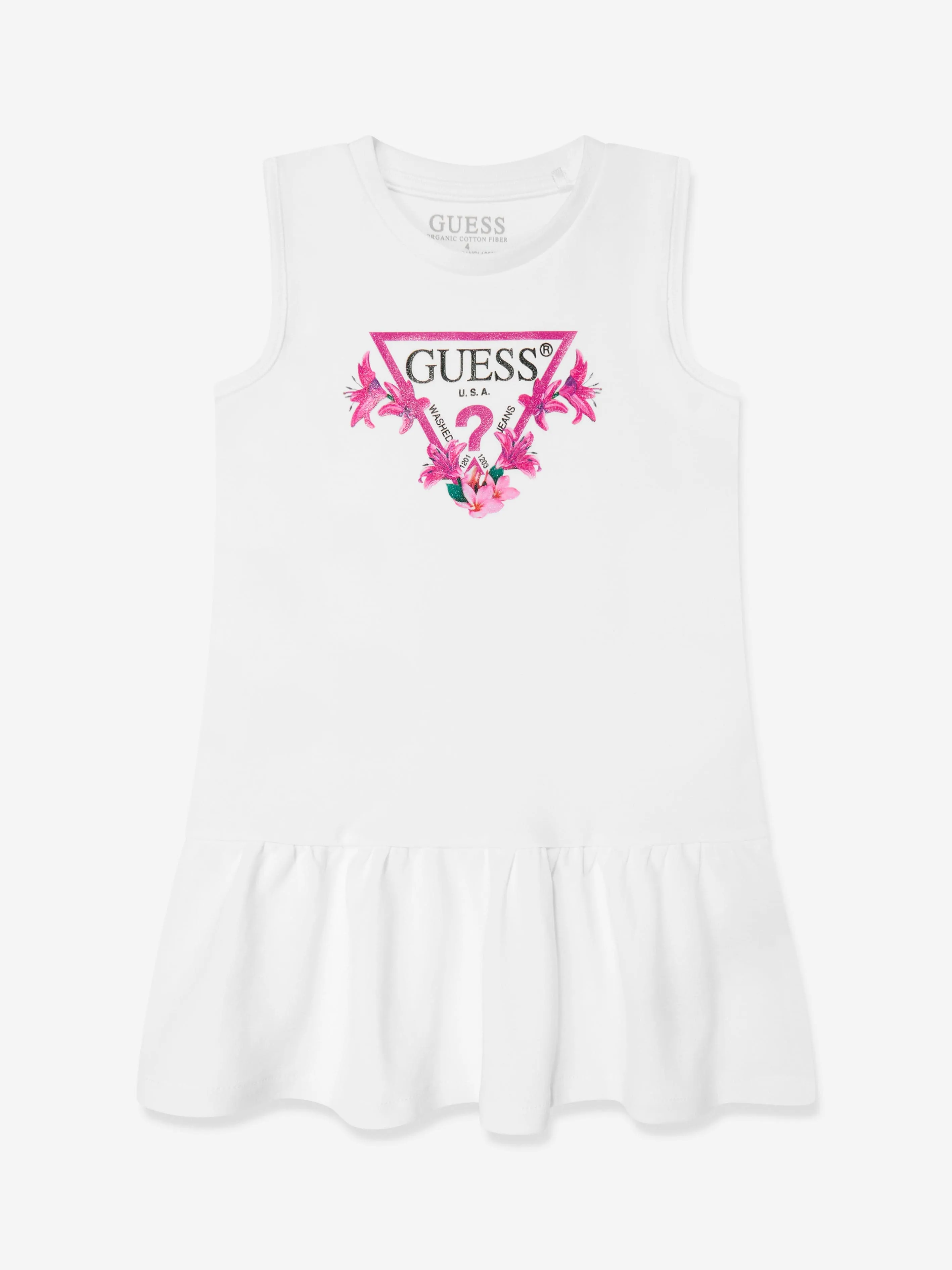 Mädchen ärmelloses Logo-Kleid in Weiß