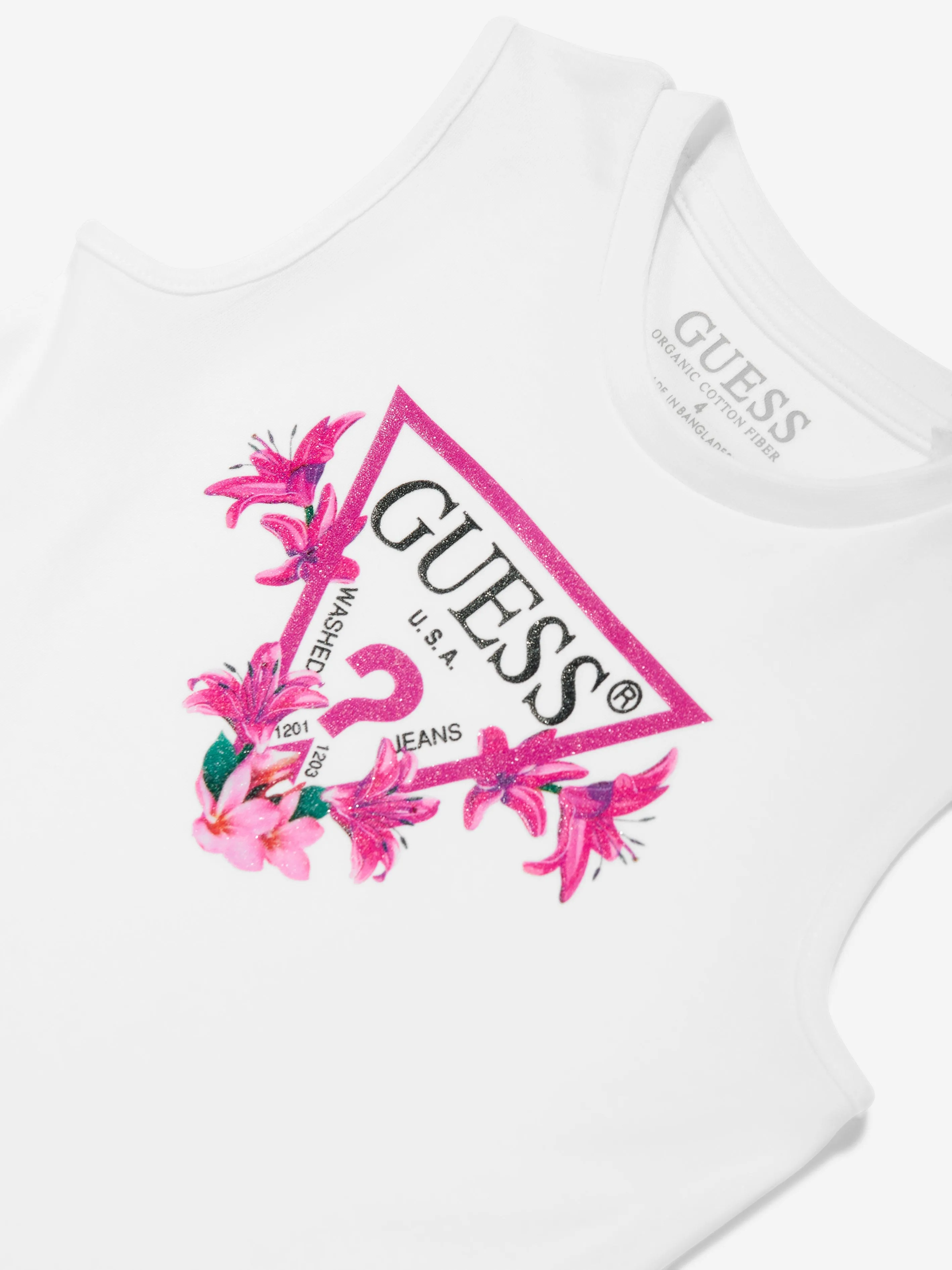 Mädchen ärmelloses Logo-Kleid in Weiß