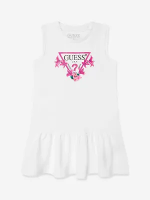 Mädchen ärmelloses Logo-Kleid in Weiß