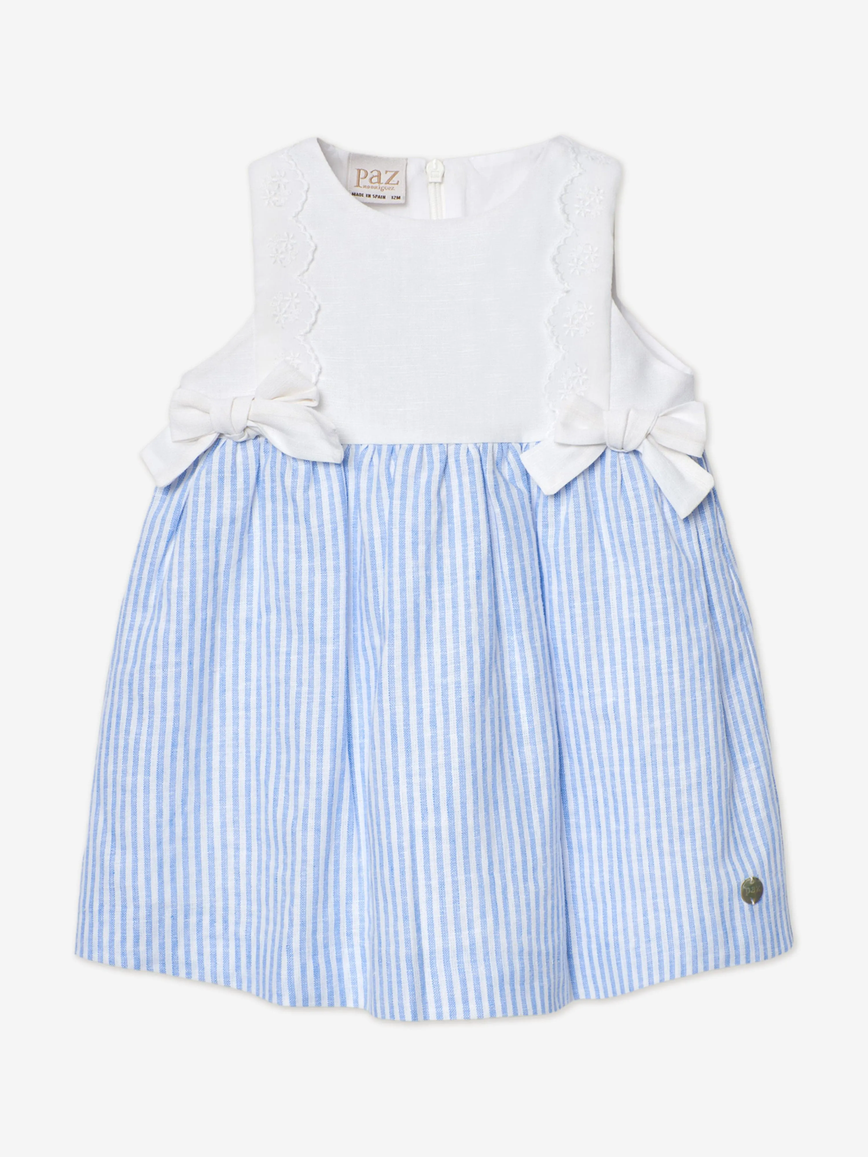Mädchen Gestreiftes Schleifenkleid in Blau