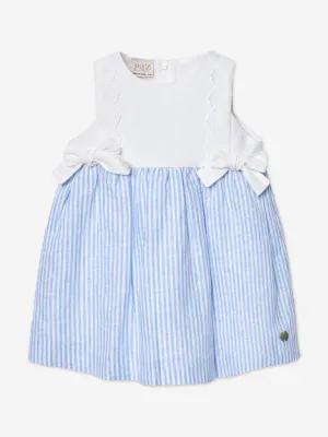 Mädchen Gestreiftes Schleifenkleid in Blau