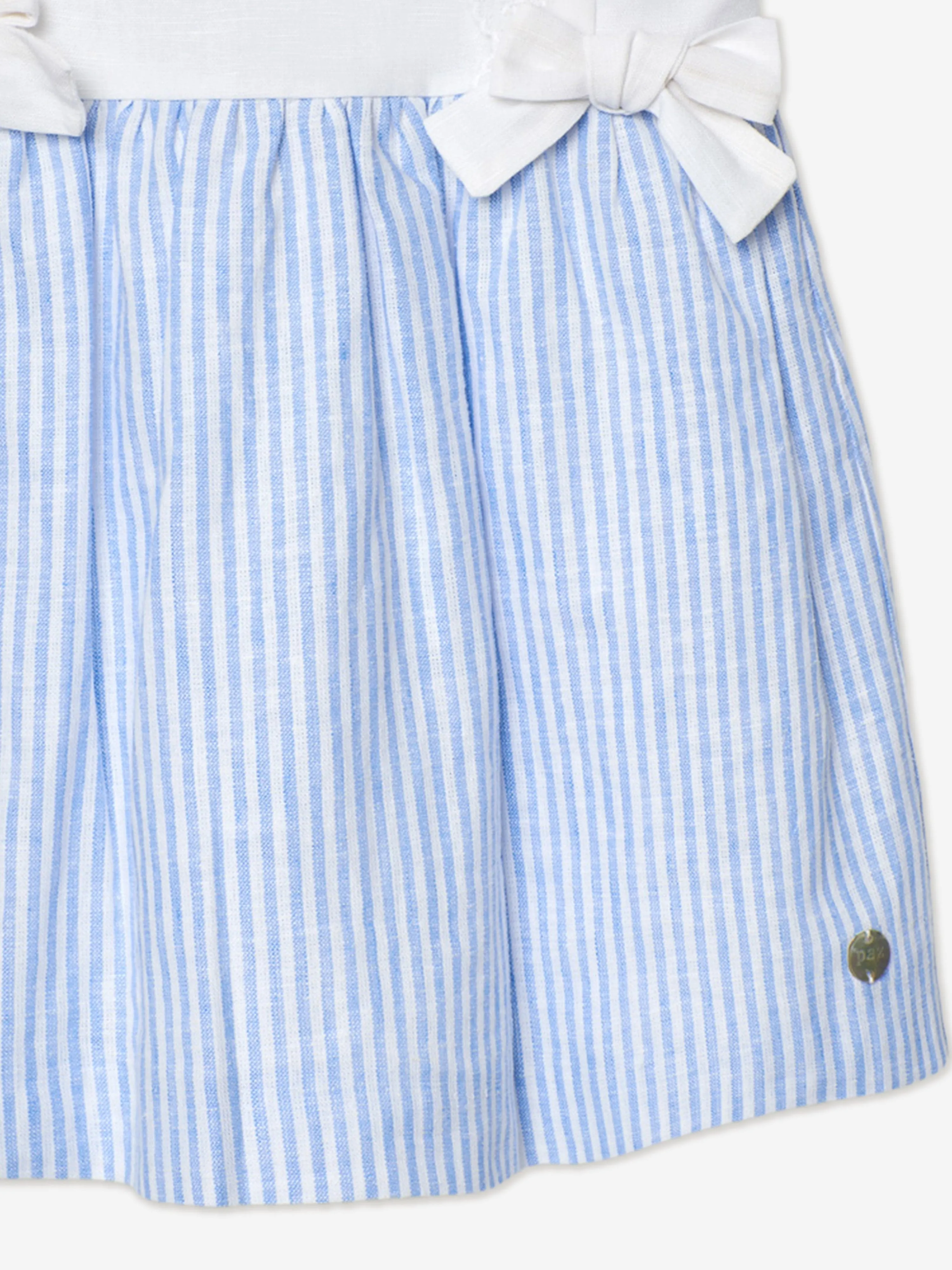 Mädchen Gestreiftes Schleifenkleid in Blau