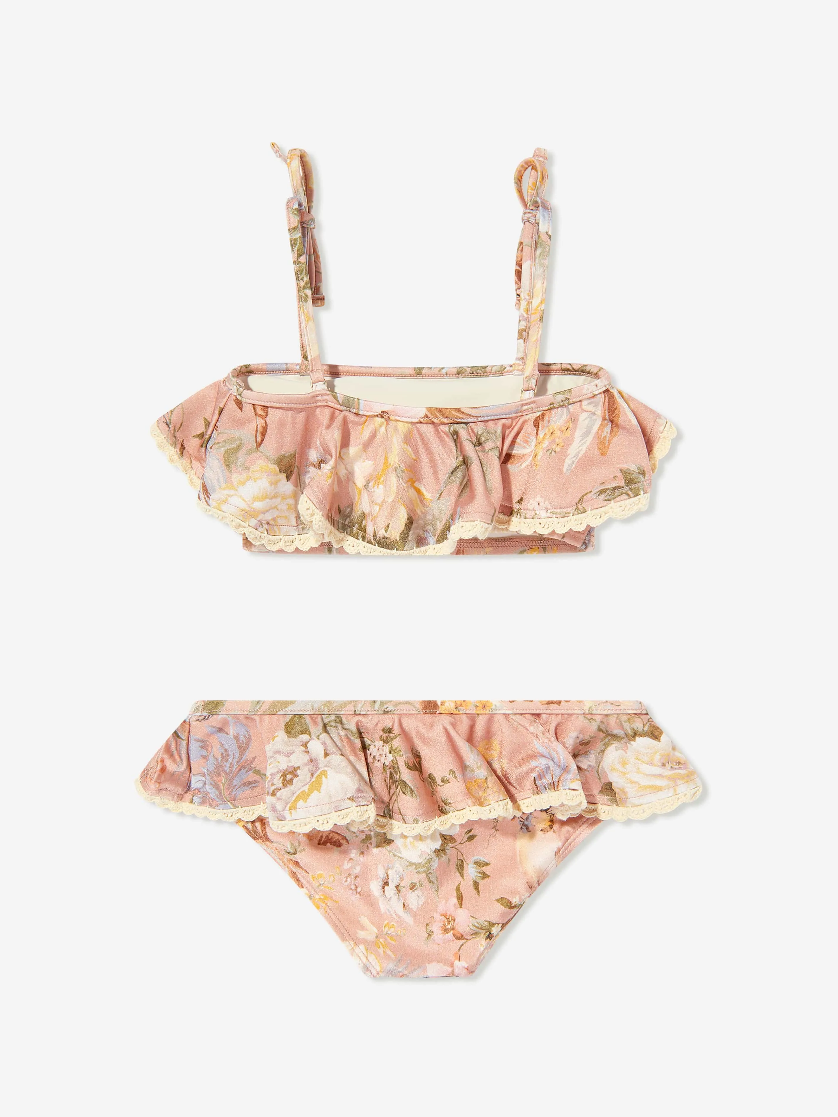 Mädchen Talg Bindebikini mit Schulterträgern in Pink