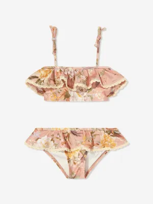 Mädchen Talg Bindebikini mit Schulterträgern in Pink
