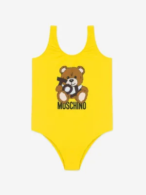 Mädchen Teddybär Logo Badeanzug in Gelb