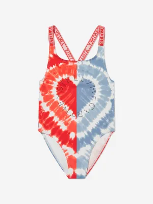 Mädchen Tie-Dye Badeanzug mit Herz-Muster in Mehrfarben