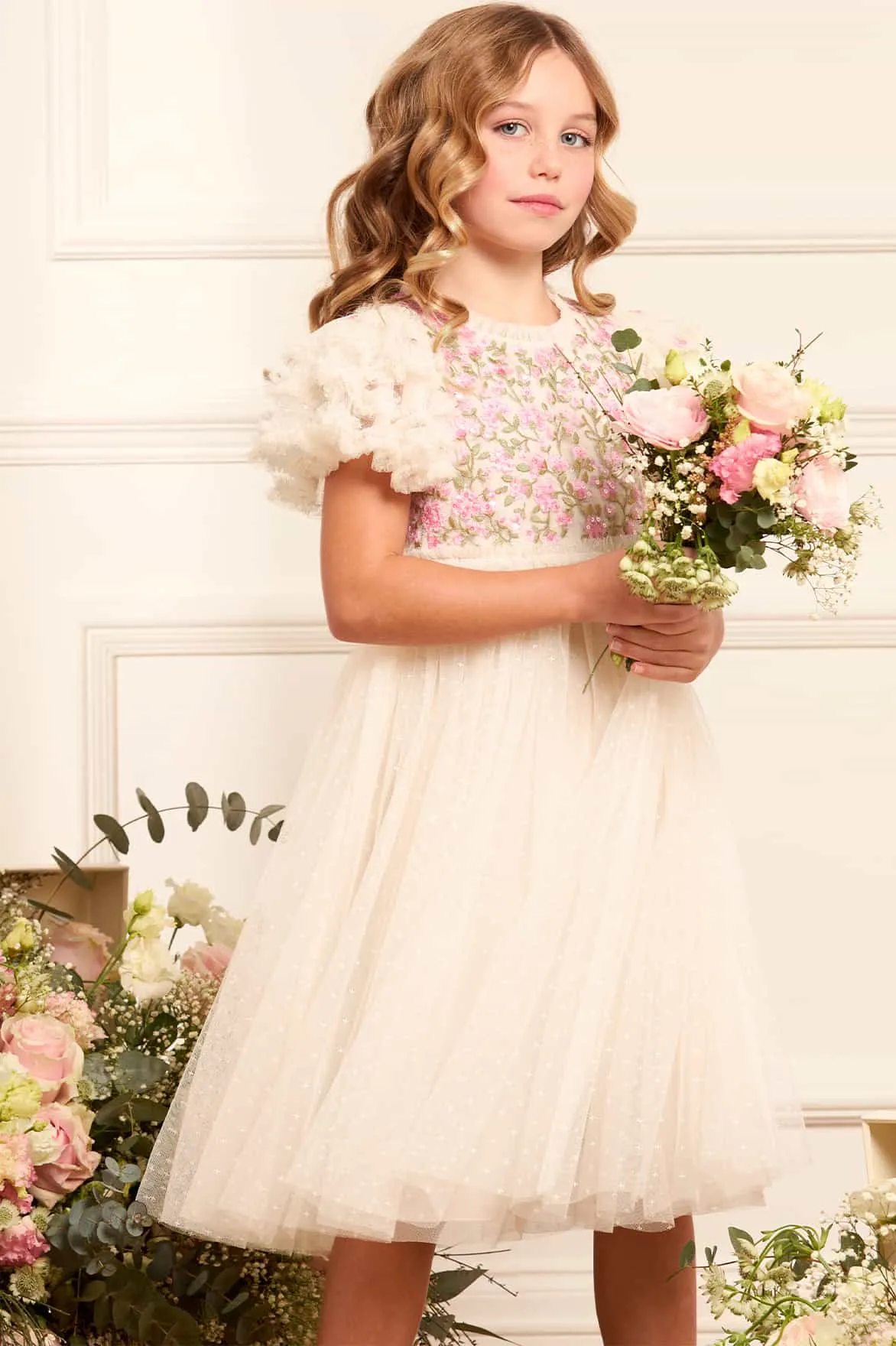 Mädchen Tüll Posy Mieder Kleid in Rosa