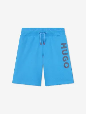 Hugo Boys Logo Print Shorts in Blau