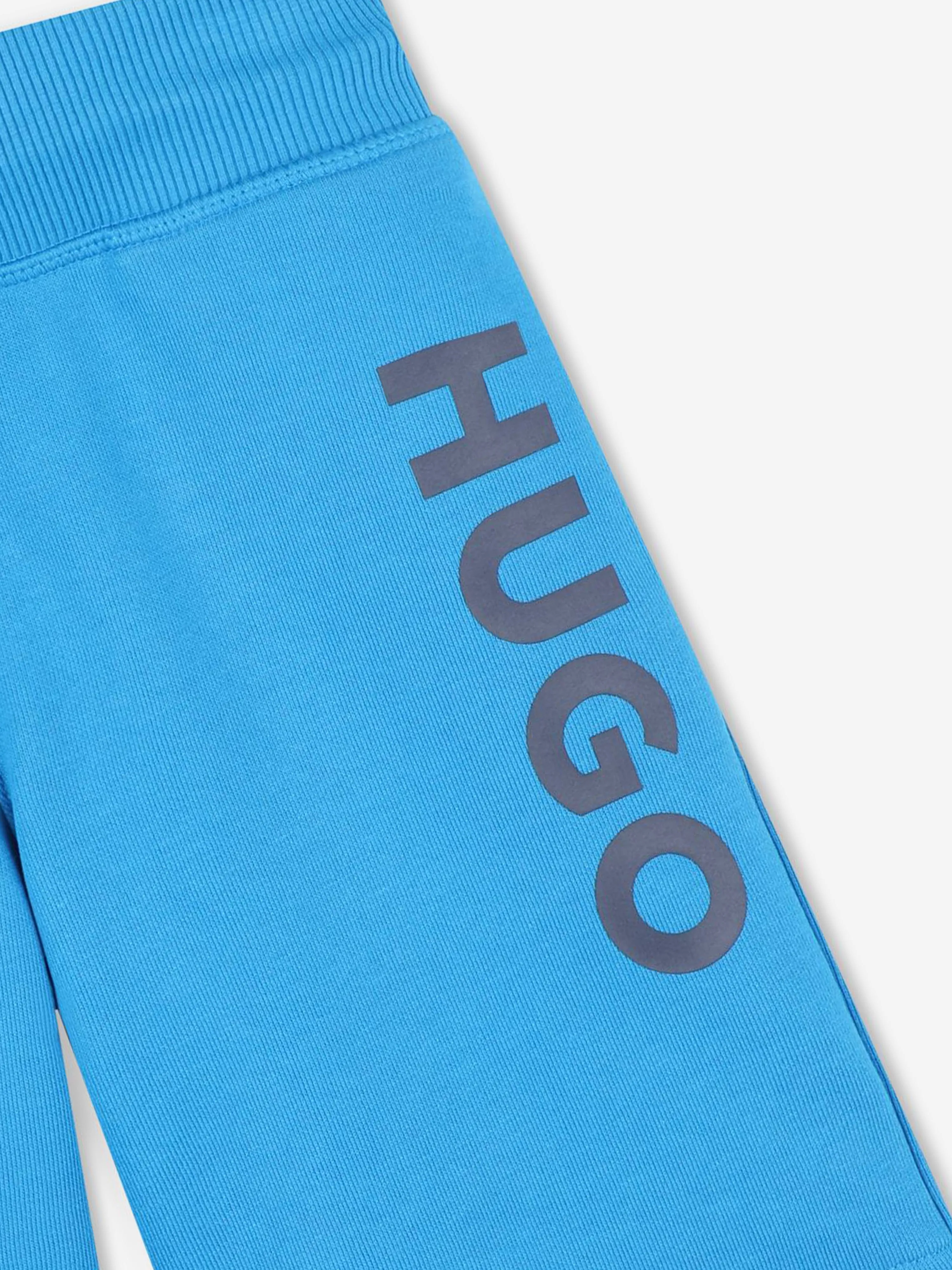 Hugo Boys Logo Print Shorts in Blau