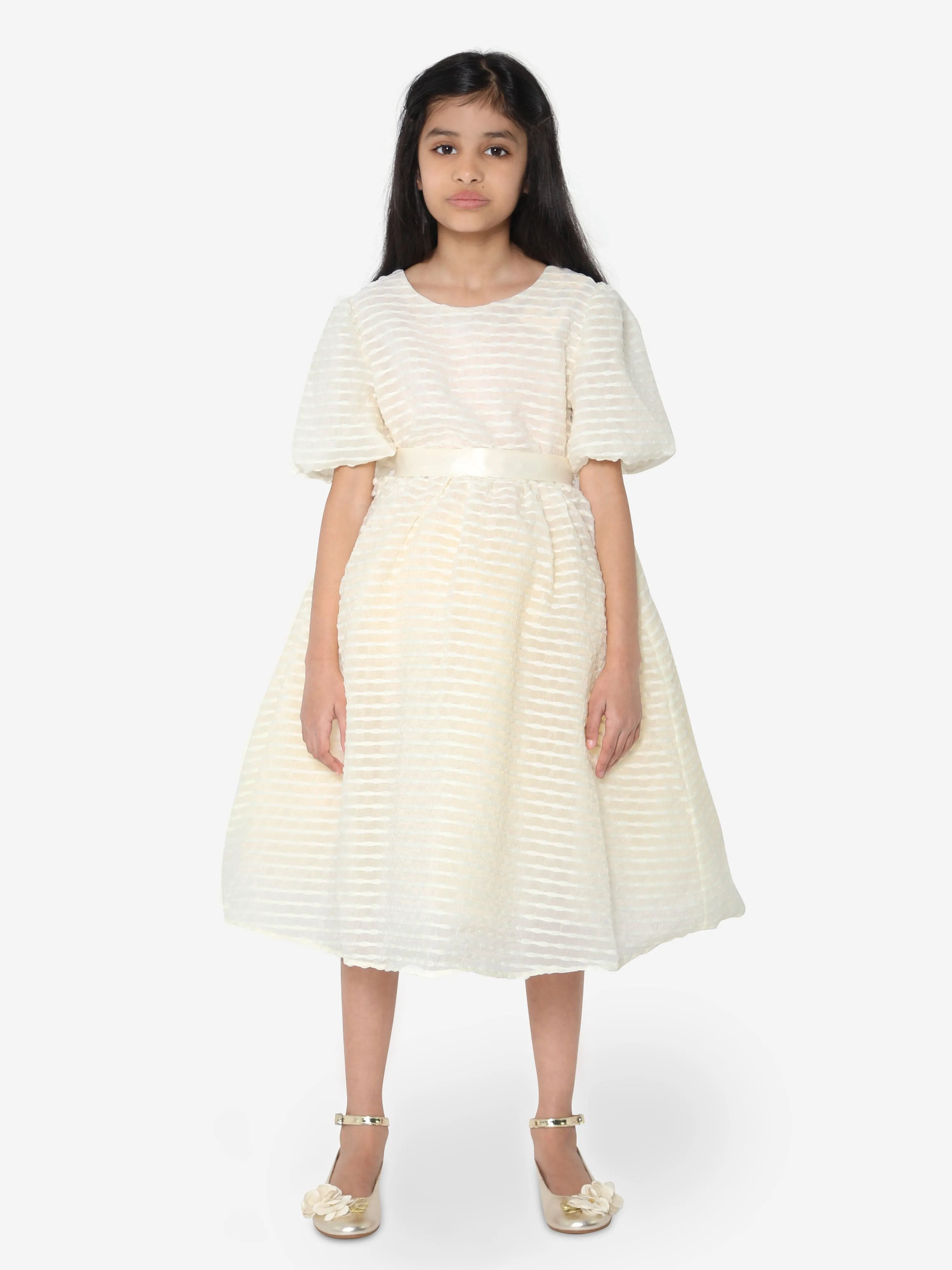 iAMe Mädchen Puffärmelkleid in Gelb