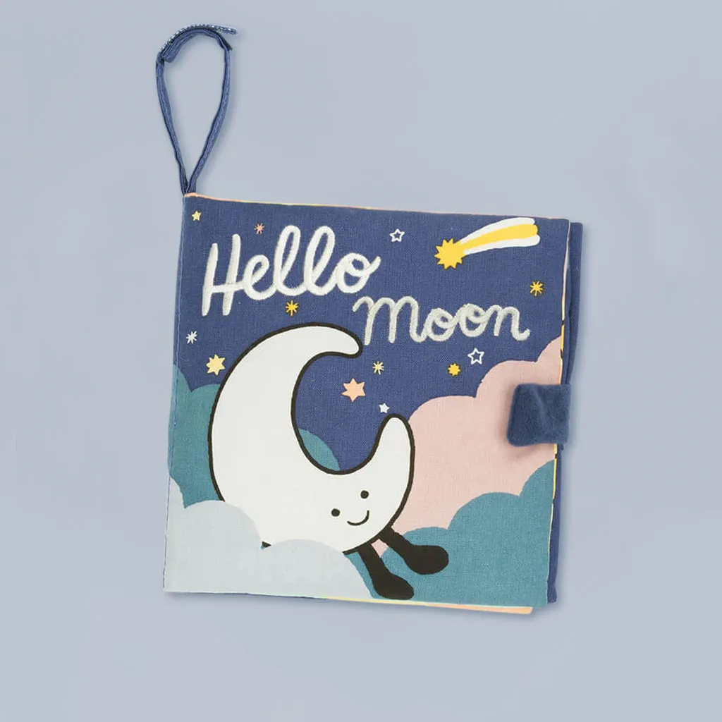 Jellycat Amuseable Mond Beruhiger mit Hallo Mond Stoffbuch