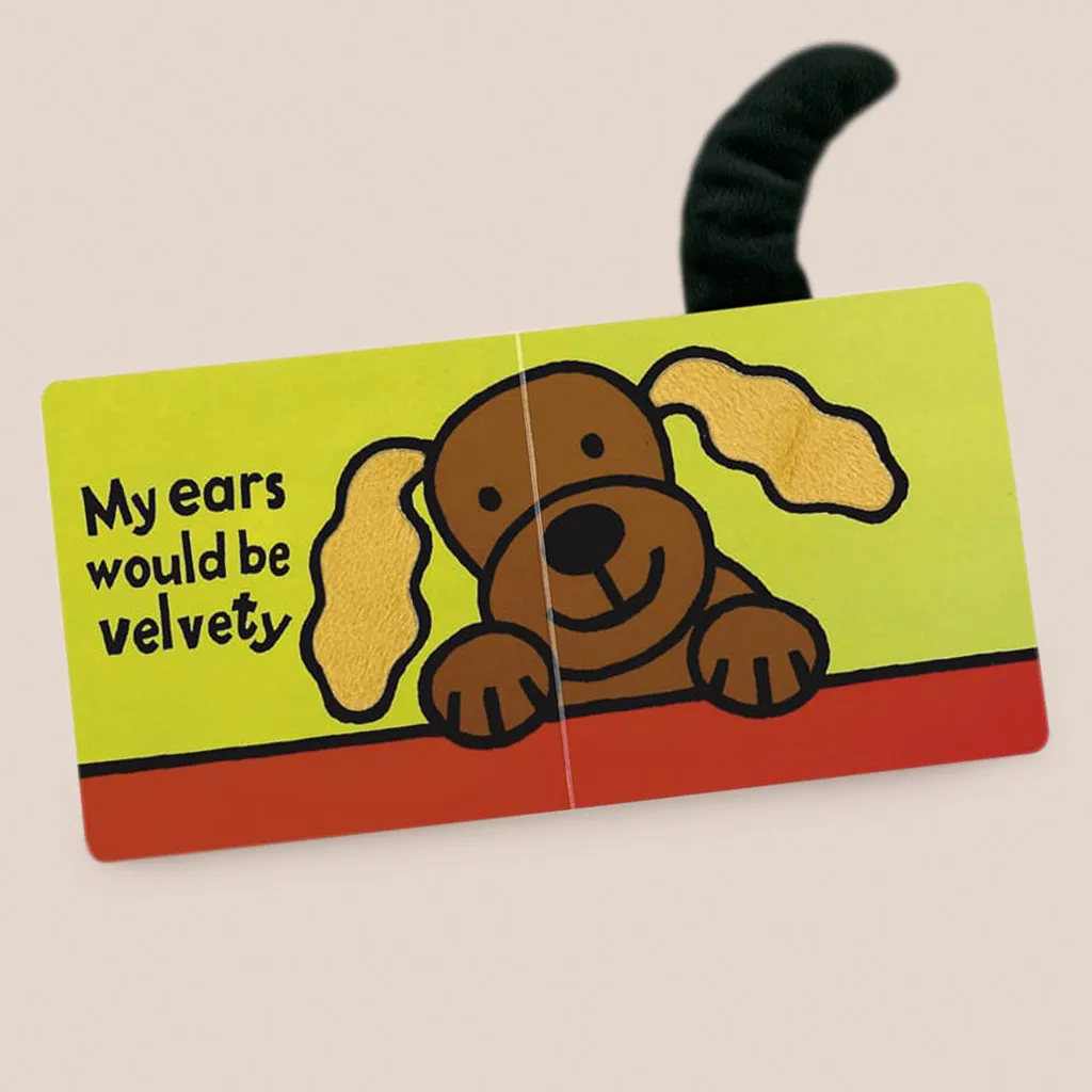 Jellycat Schüchterner schwarz-cremer Welpen Schnuller und Wenn ich ein Welpe wäre Pappbilderbuch